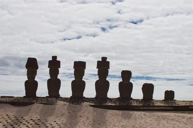Even moai at the beach
