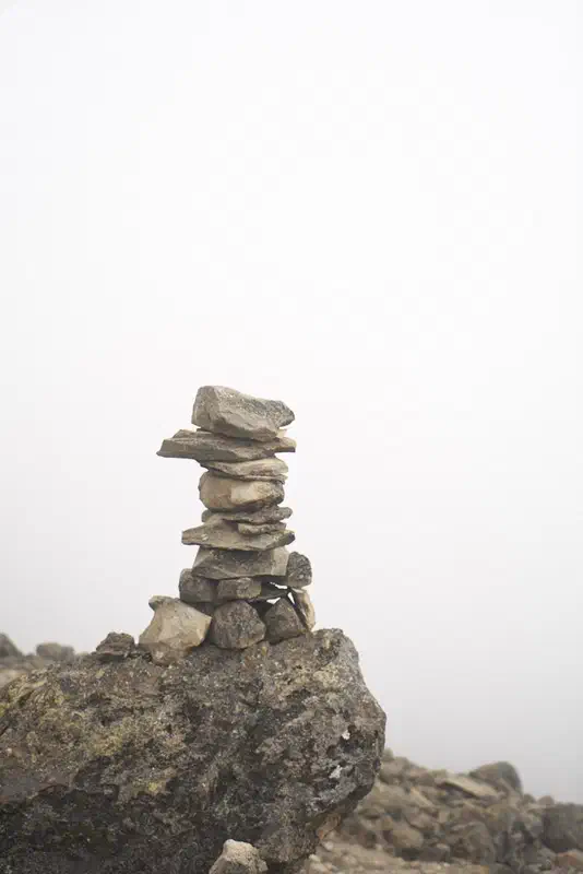 Acclimation climb. Had to stay on ridge for 45 minutes. Nothing to do but stack rocks...