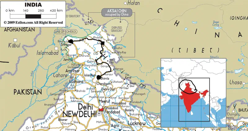 Route thru the Himalayas